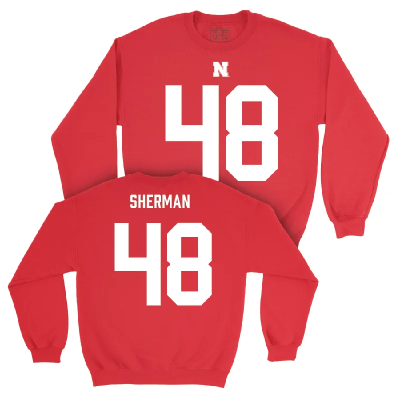 Long Sleeve For Comfortable Fit-Nebraska Football Red Shirsey Crew - Mekhail Sherman | #48