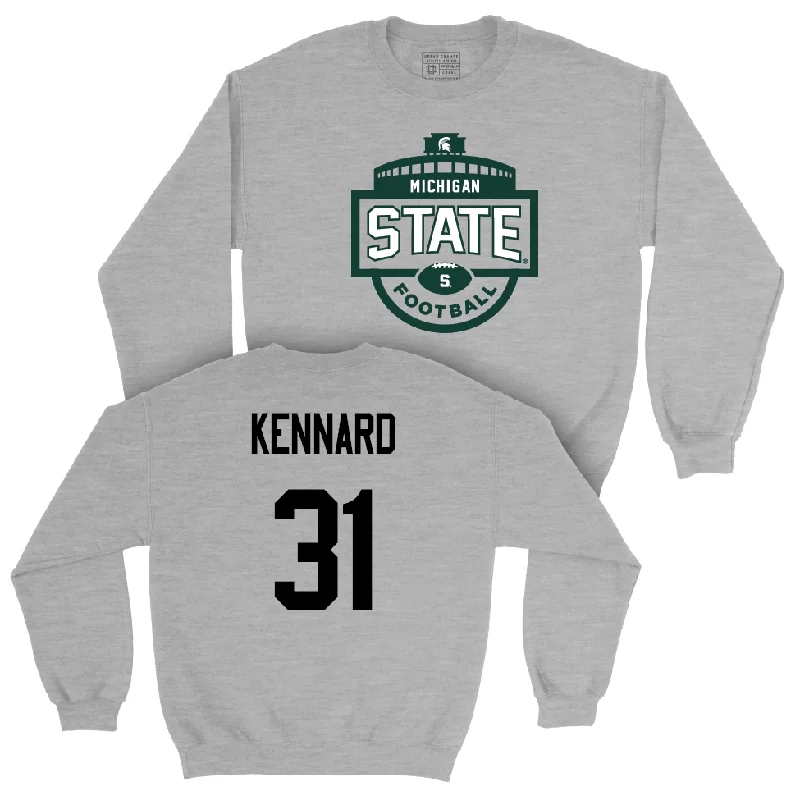 Long Sleeve For Comfortable Look-Sport Grey Football Stadium Crewneck  - DJ Kennard