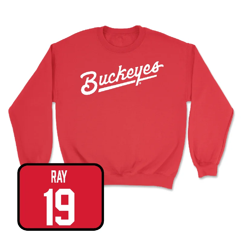 Long Sleeve With Custom Slogans-Red Football Script Crew - Denzel Burke