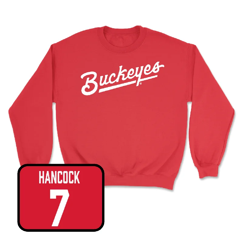 Long Sleeve With Unique Patterns-Red Football Script Crew - John Ferlmann