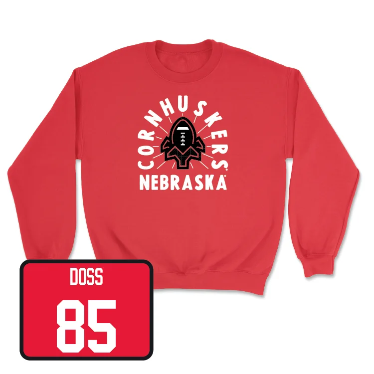 Long Sleeve For Comfortable Layering-Red Football Cornhuskers Crew - Jaidyn Doss