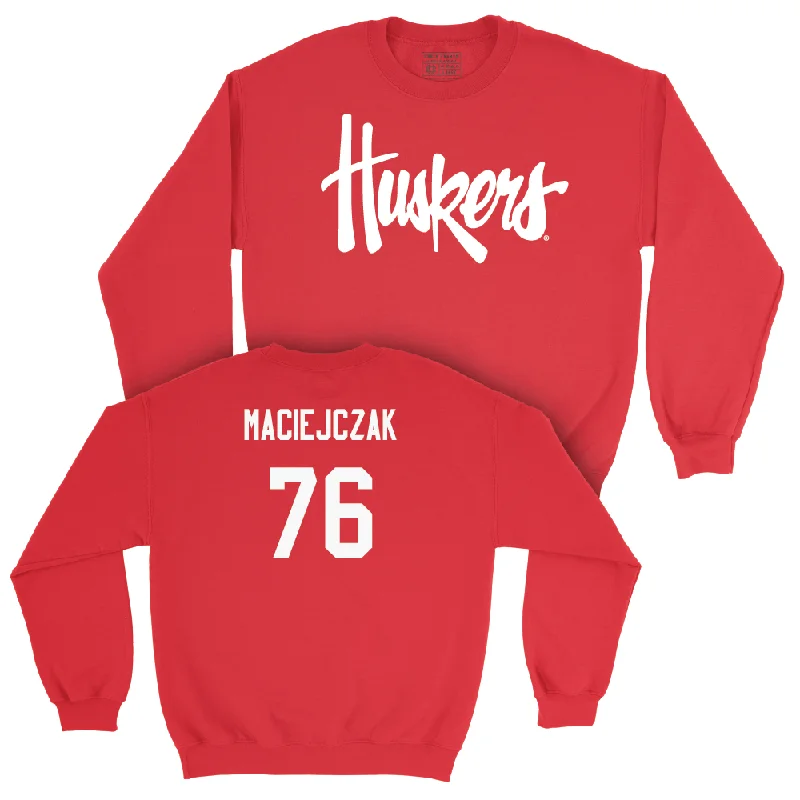 Long Sleeve For Jogging-Red Football Huskers Crew - Jason Maciejczak