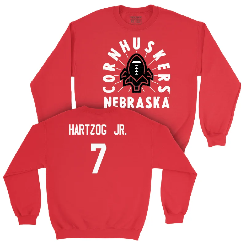 Long Sleeve For Outdoor Exploration-Red Football Cornhuskers Crew - Malcolm Hartzog Jr | #7