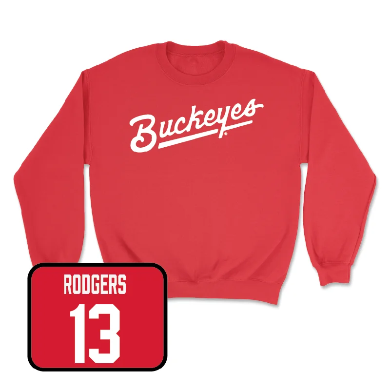 Long Sleeve For Casual Fridays-Red Football Script Crew  - Bryson Rodgers