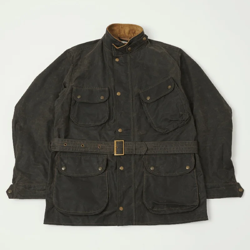 Cheap Jackets-Shangri-La Heritage 'Explorator' Waxed Canvas Motorcycle Jacket - Deep Brown