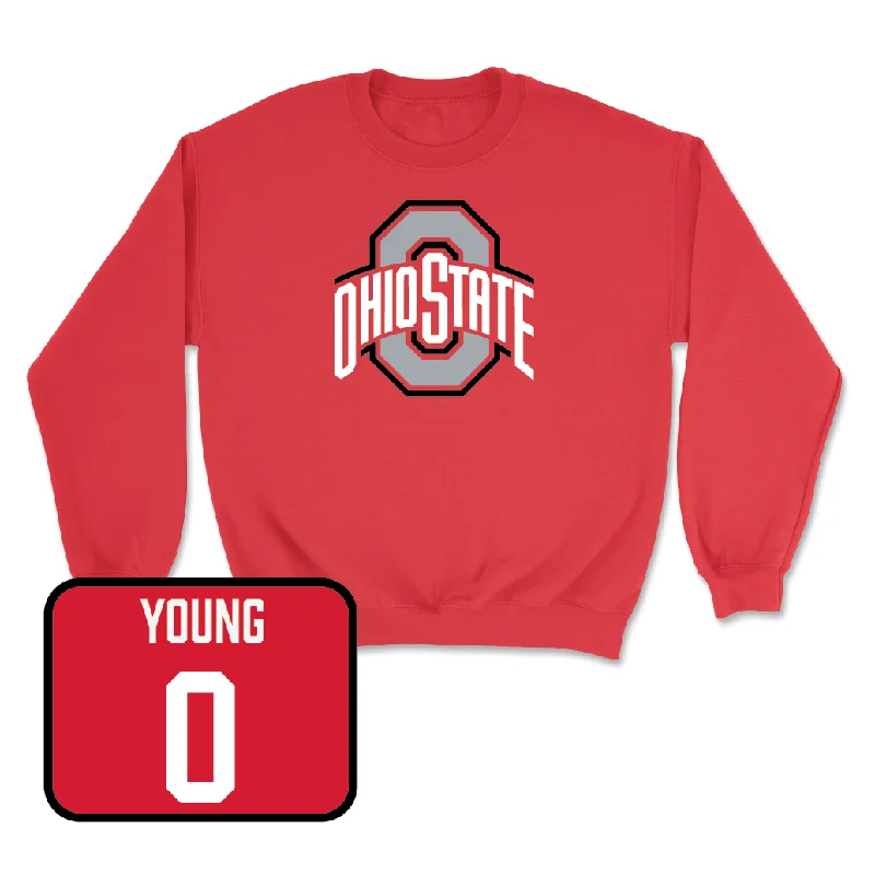 Long Sleeve With Bold Text-Red Football Team Crew - William Young