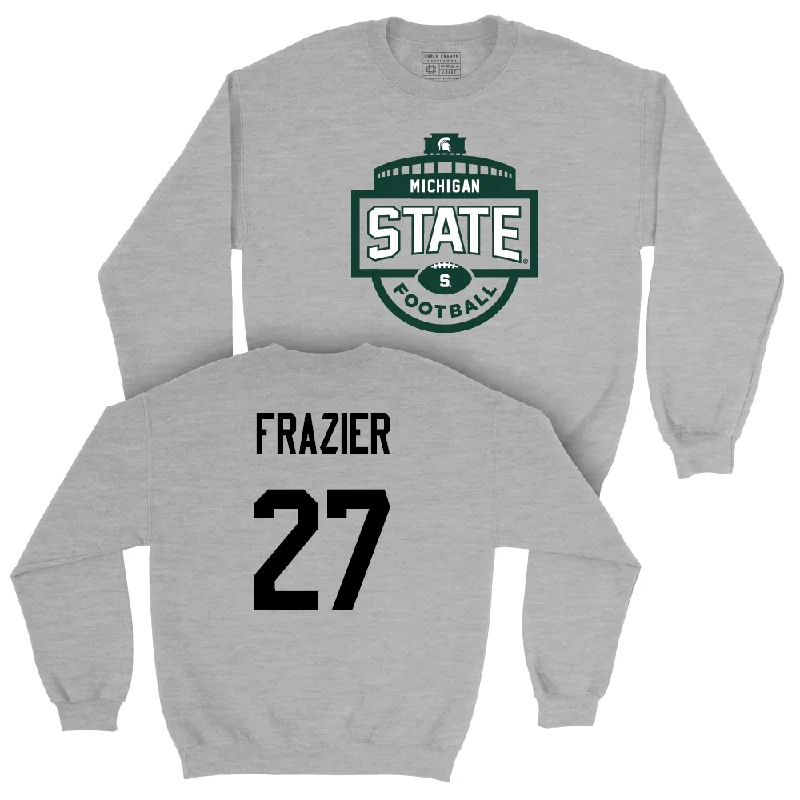 Long Sleeve For Outdoor Exploration-Sport Grey Football Stadium Crewneck  - Makhi Frazier