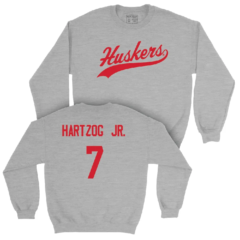 Long Sleeve For Custom Apparel-Sport Grey Football Script Crew - Malcolm Hartzog Jr | #7