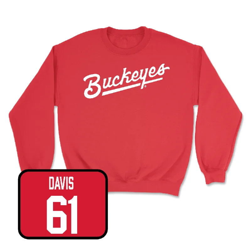 Long Sleeve For Gym Wear-Red Football Script Crew - Caden Davis