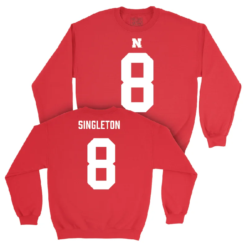 Long Sleeve With Inspirational Artwork-Nebraska Football Red Shirsey Crew - Deshon Singleton | #8