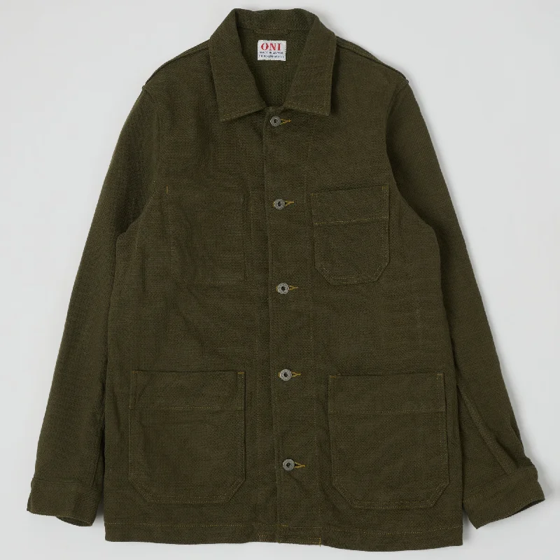 ONI 03100-OLVDR Sashiko Dobby Coverall Jacket - Olive Drab