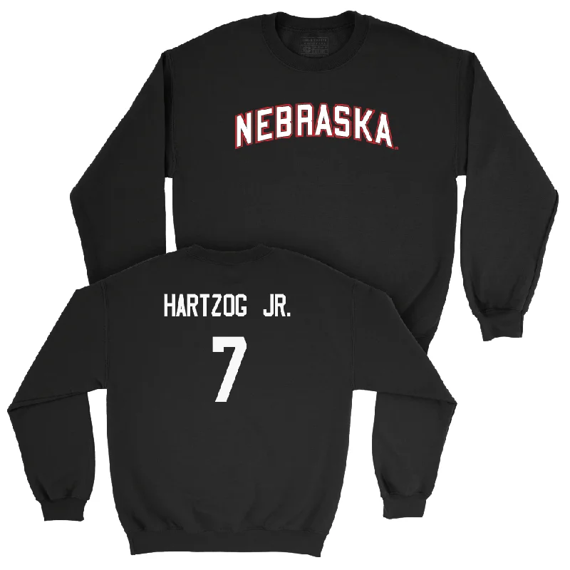 Long Sleeve With Nature Prints-Football Black Nebraska Crew - Malcolm Hartzog Jr | #7