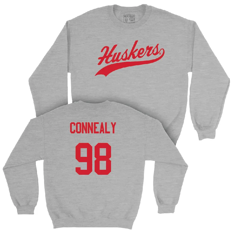 Cheap Long Sleeve-Sport Grey Football Script Crew - Conor Connealy