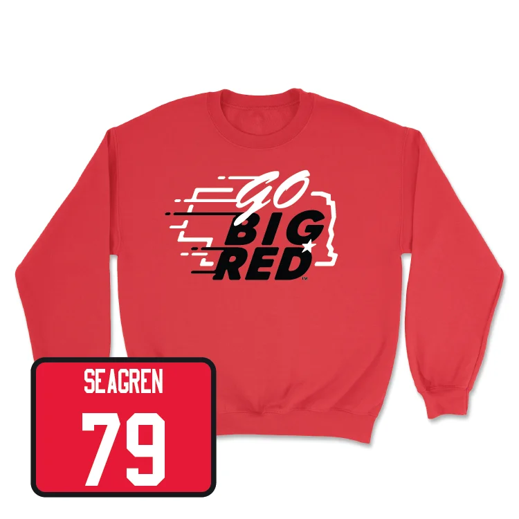 Long Sleeve For College Campus Wear-Red Football GBR Crew - Grant Seagren