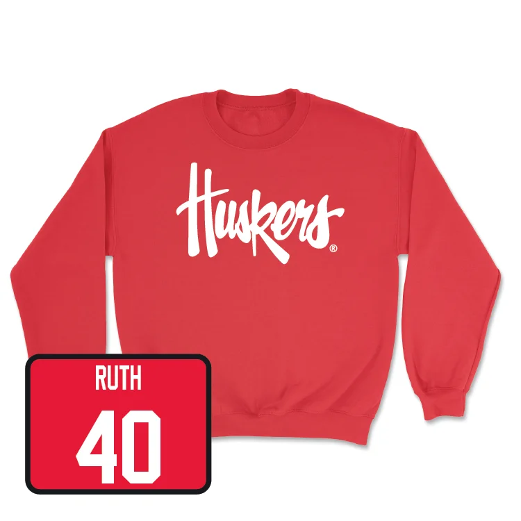 Long Sleeve For Comfortable Fit-Red Football Huskers Crew - Trevor Ruth