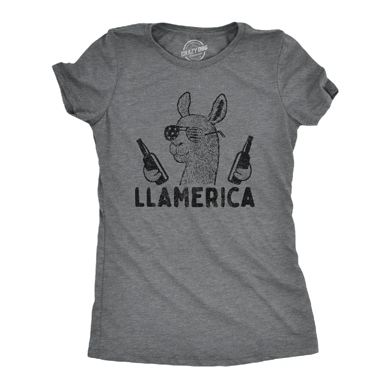 T-Shirt With Fashionable Logo-Llamerica Women's T Shirt