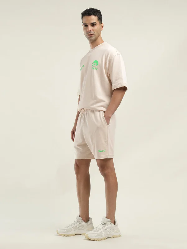 Quick-Drying Shorts-Men's Off White Regular Fit Shorts