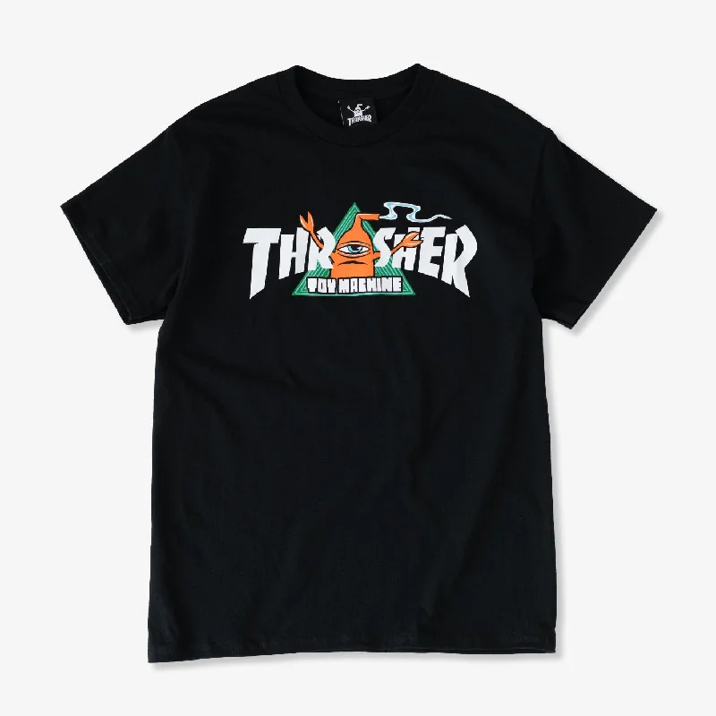 T-Shirt With Vintage Design-Thrasher x Toy Machine Vortex Tee (Black)