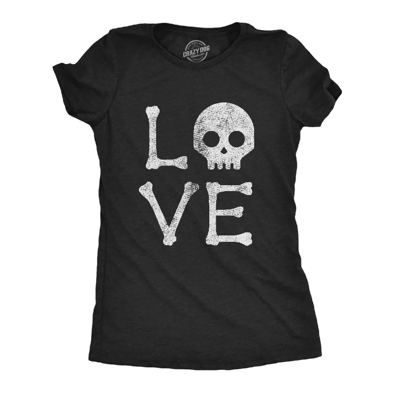 Custom T-Shirt With Company Logo-Love Skull Women's T Shirt