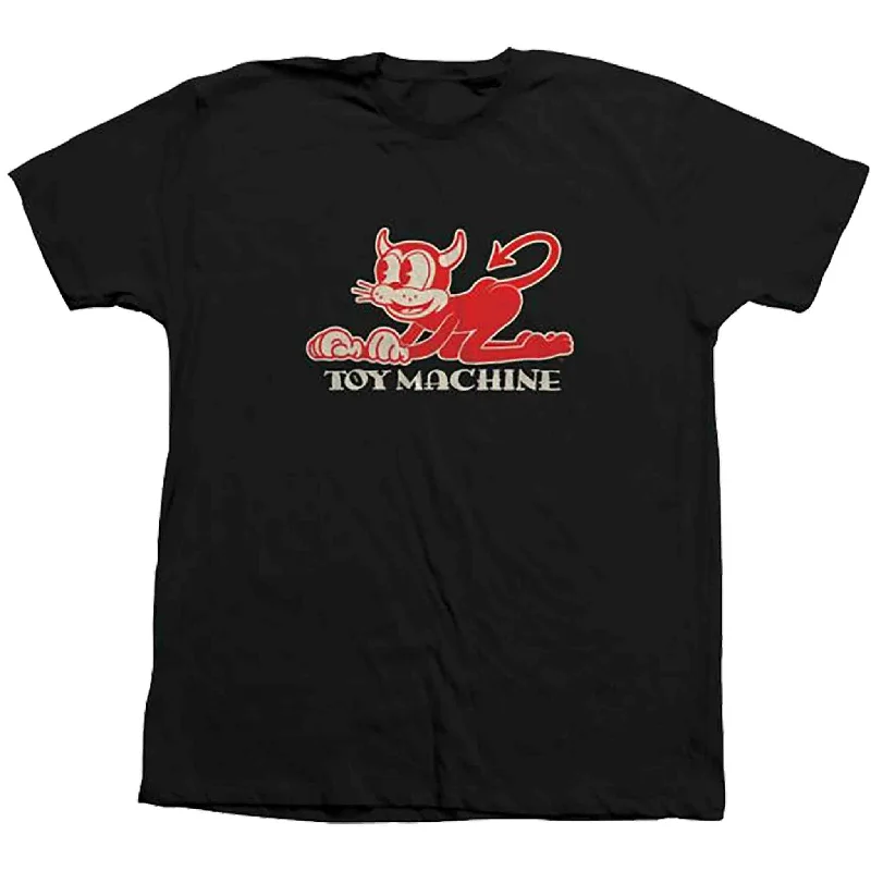 T-Shirt For Beachwear-Toy Machine Toons Devil Cat Tee Black