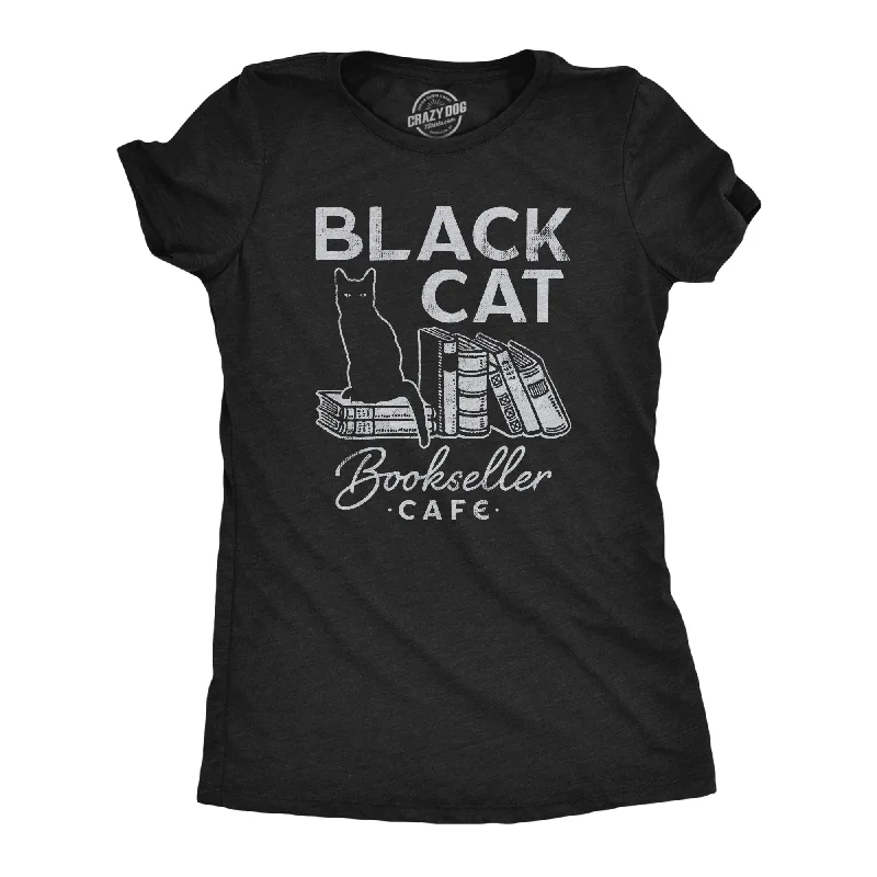 T-Shirt For Corporate Marketing-Black Cat Bookseller Cafe Women's T Shirt