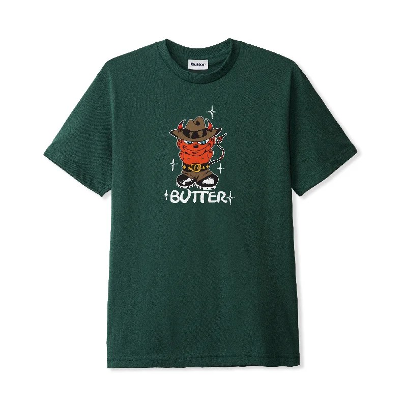 T-Shirt For Active Lifestyle-BUTTER GOODS - "DEVIL" T-SHIRT (FOREST GREEN)