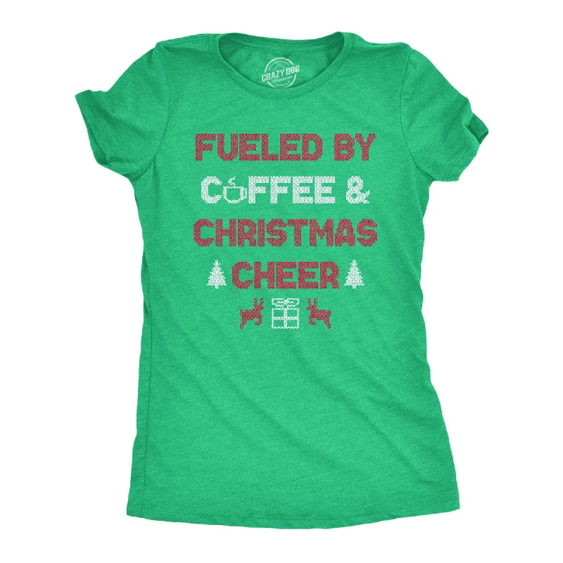 T-Shirt With Vintage Brand Logos-Fueled By Coffee And Christmas Cheer Women's T Shirt