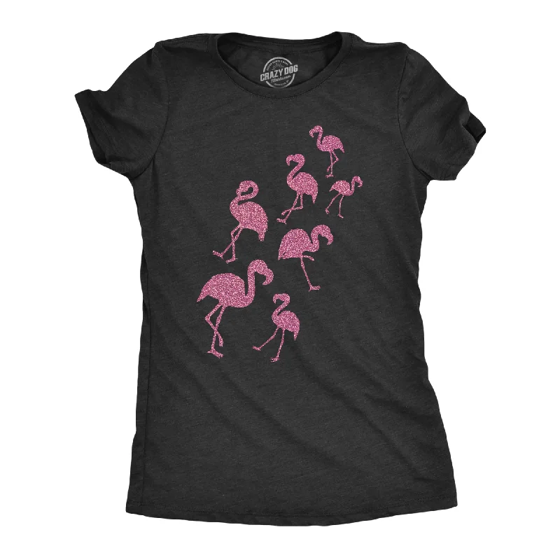 T-Shirt For Weekend Wear-Glitter Flamingos Women's T Shirt