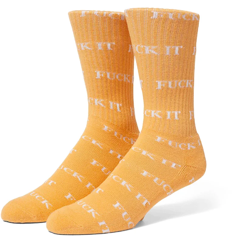 Custom Sock For Men-Huf Fuck It Sock Tangerine