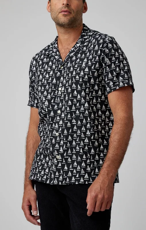 T-Shirt For Creative Gifting-Black Sailboats Short Sleeve Shirt