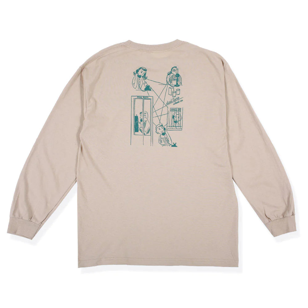 T-Shirt With High-Quality Fabric-Dial Tone Wheel Co. Stay Connected Longsleeve Tee - Sand