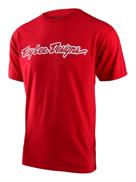 Custom T-Shirt For Fan Clubs-Troy Lee Designs Signature Short Sleeve Tee - Red