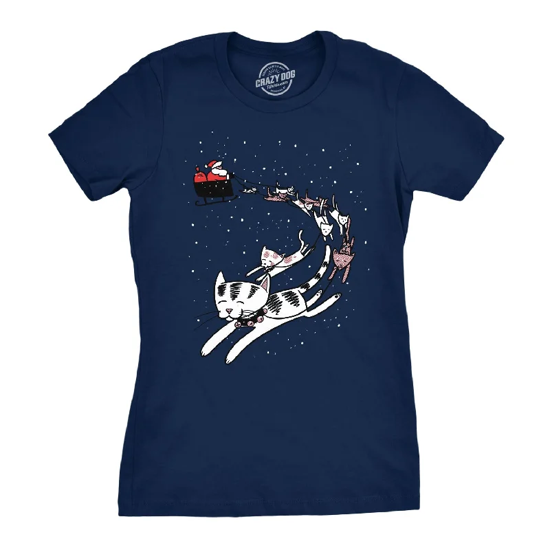 T-Shirt With Vintage Brand Logos-Cats In Christmas Sleigh Women's T Shirt