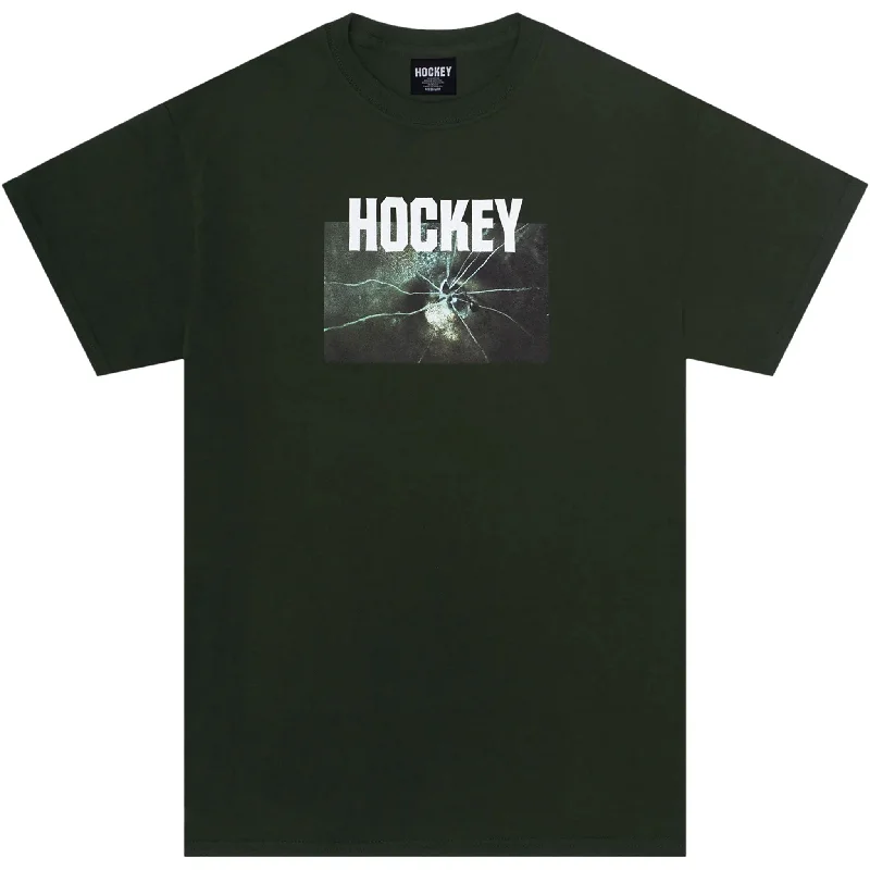 Custom T-Shirt For Team Building-Hockey Thin Ice Tee Dark Green