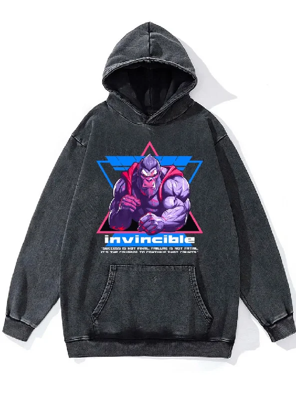 Hoodie For Holiday Events-invincible Gorilla Washed Gym Hoodie