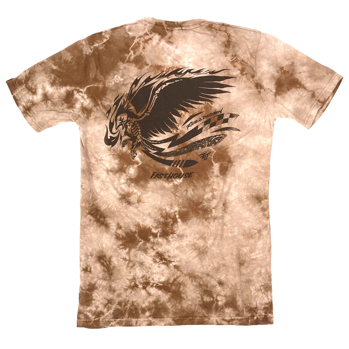 T-Shirt With Graphic Design-Fasthouse Emil Johansson Live and Enjoy Tee - Tie Dye Brown-White