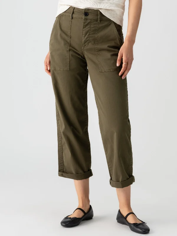 Pants With Embroidered Details-Cruiser Chino Semi-High Rise Pant Burnt Olive