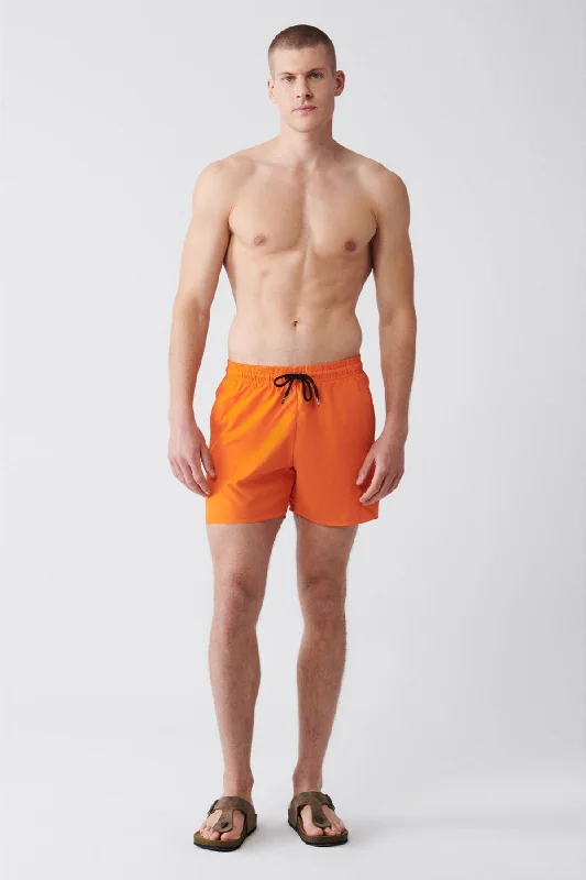 Shorts With Custom Artwork-Men's Orange Quick Dry Standard Size Straight Swimwear Marine Shorts E003801