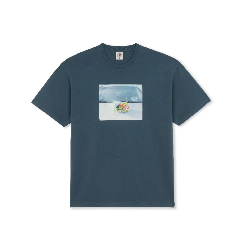 T-Shirt With Geometric Prints-POLAR SKATE CO. - "DEAD FLOWERS" T-SHIRT (GREY BLUE)