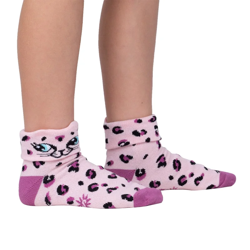 Sock For Hiking-Sock it to Me Check Meowt Youth Turn Cuff Crew Socks