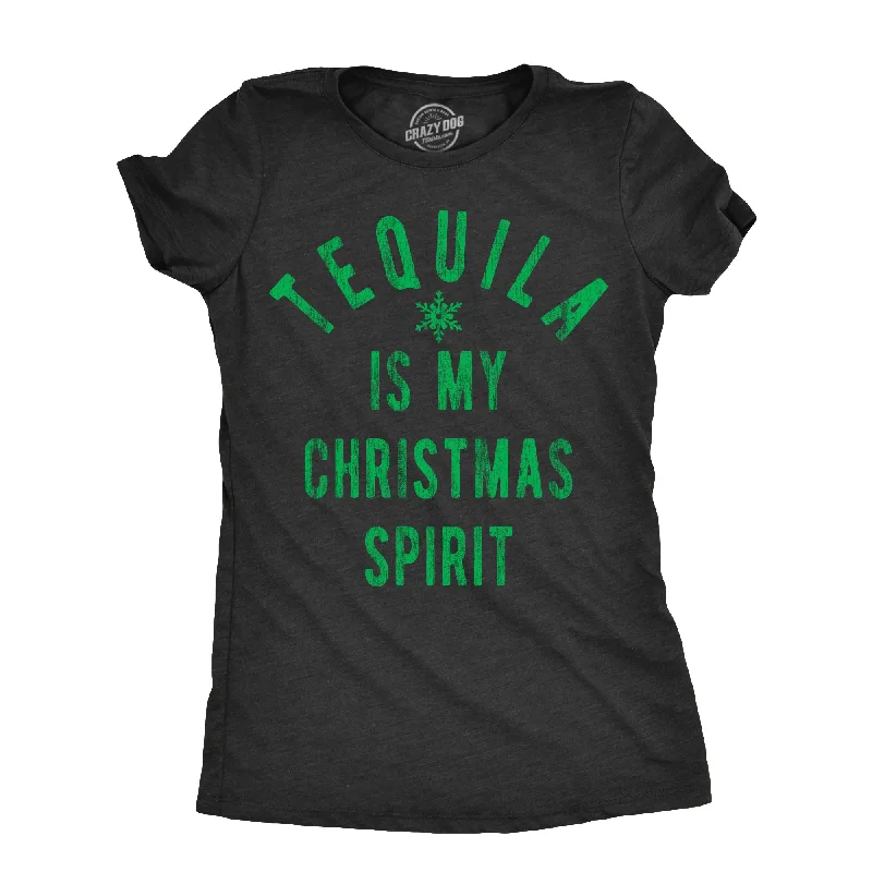 Personalized T-Shirt With Graphic-Tequila Is My Christmas Spirit Women's T Shirt