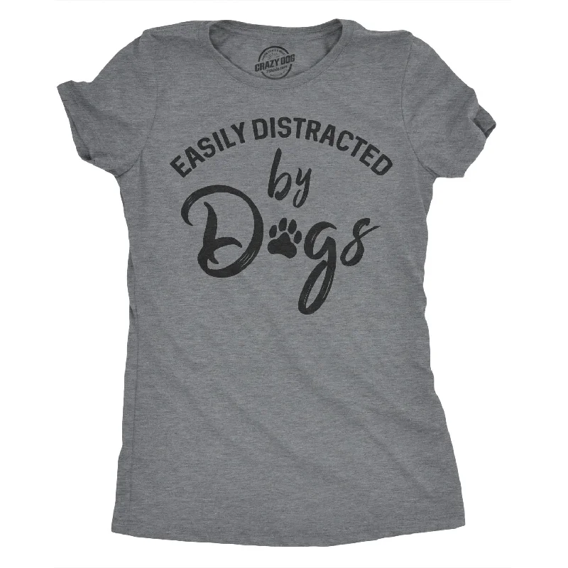 T-Shirt With Fashionable Logo-Easily Distracted By Dogs Women's T Shirt