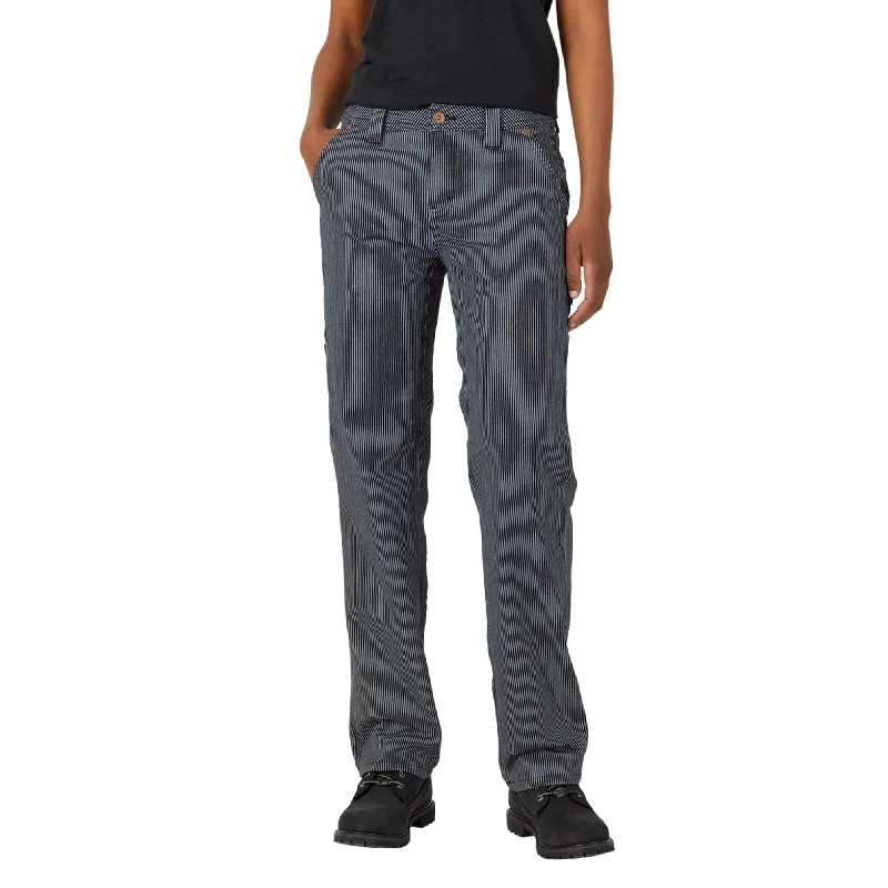 Pants With Cool Patterns-Dickies Women's FLEX Relaxed Fit Hickory Stripe Carpenter Pants