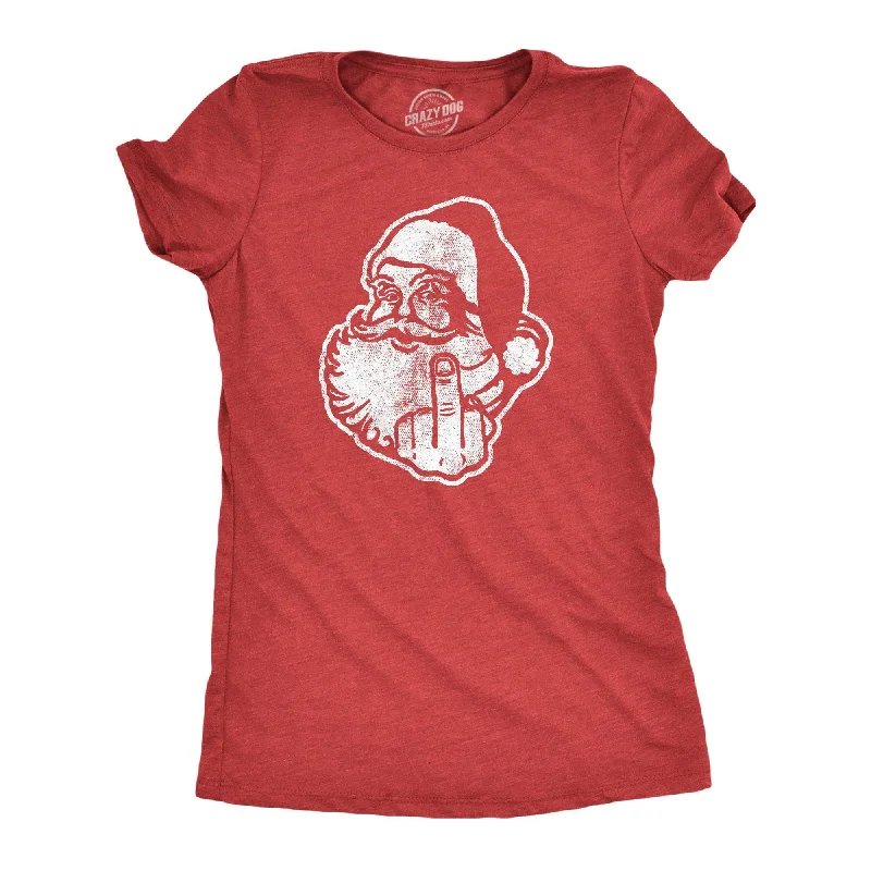 Custom T-Shirt For Groups-Middle Finger Santa Women's T Shirt