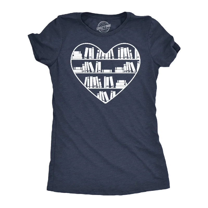 T-Shirt With Abstract Designs-Bookshelf Heart Women's T Shirt