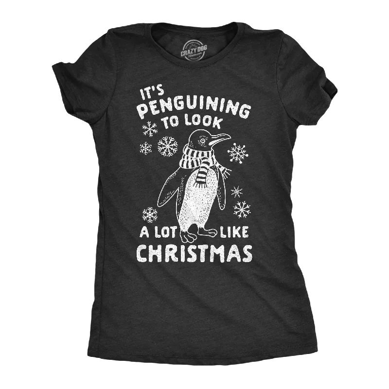 Custom T-Shirt For Kids-It's Penguining To Look A Lot Like Christmas Women's T Shirt