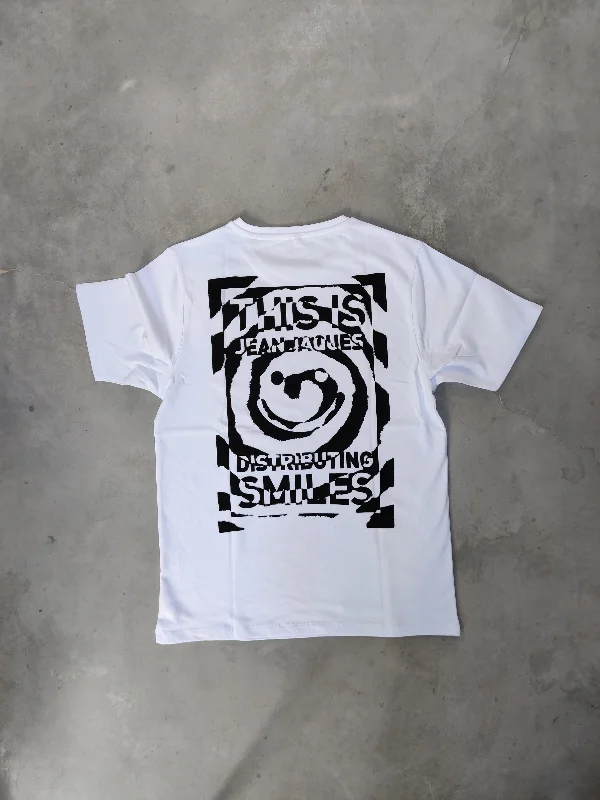 T-Shirt With Cool Graphics-JEAN JAQUES - "SPIRAL SMILE" T-SHIRT (WHITE)