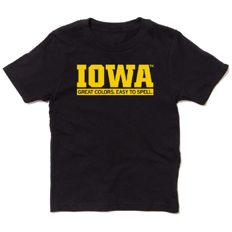 T-Shirt With Bright Colors-Iowa: Great Colors Easy To Spell Kids