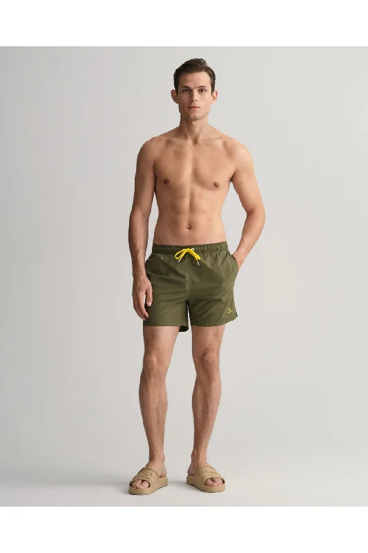 Shorts For Outdoor Sports-Men's Green Classic Fit Swimsuit