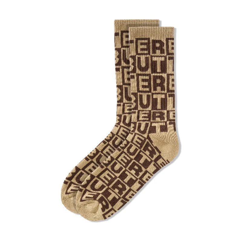 Cotton Sock-BUTTER GOODS - "TILES" SOCKS (BROWN)